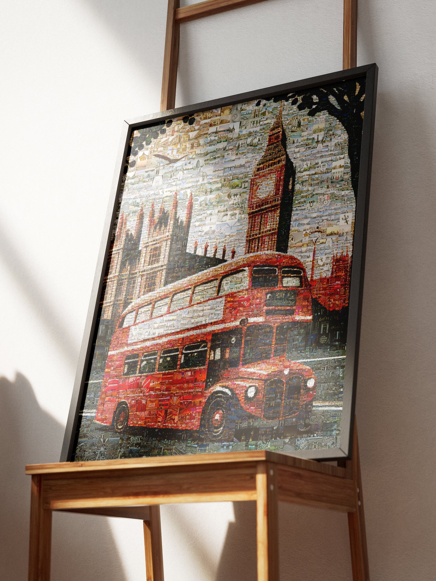 Stunning London Mosaic Artwork Featuring Iconic Red Bus & Big Ben - Perfect for Home Decor AtelierMosaics