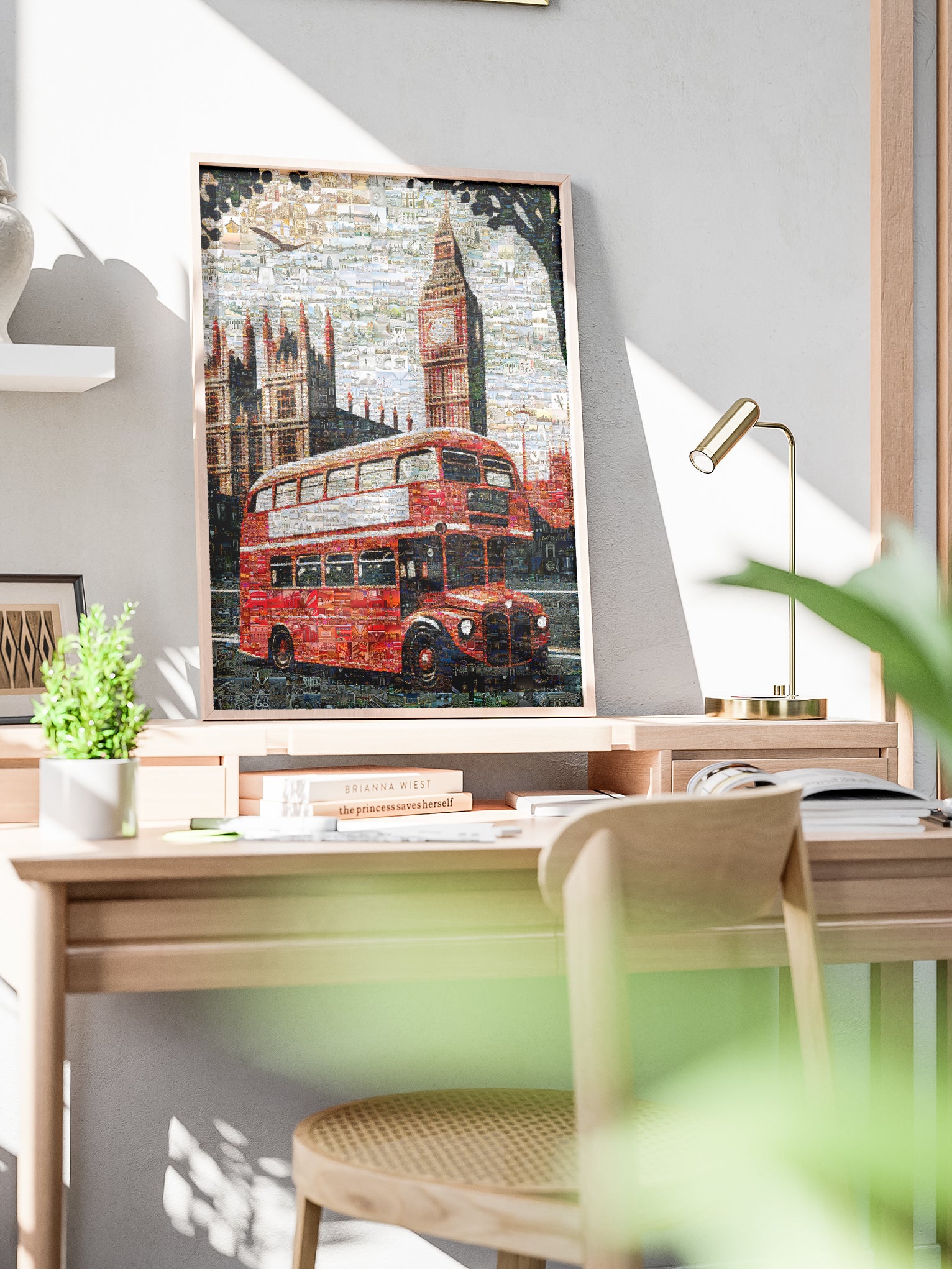 Stunning London Mosaic Artwork Featuring Iconic Red Bus & Big Ben - Perfect for Home Decor AtelierMosaics