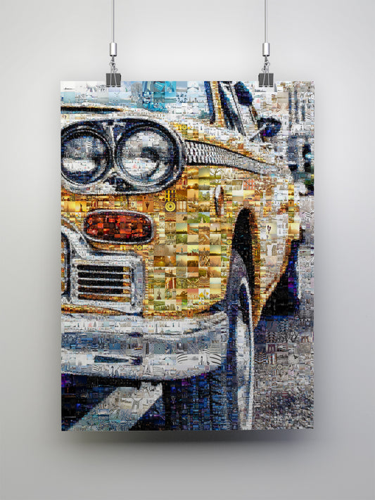 Stunning Vintage Car Mosaic Art - Unique Home Decor Piece for Car Lovers