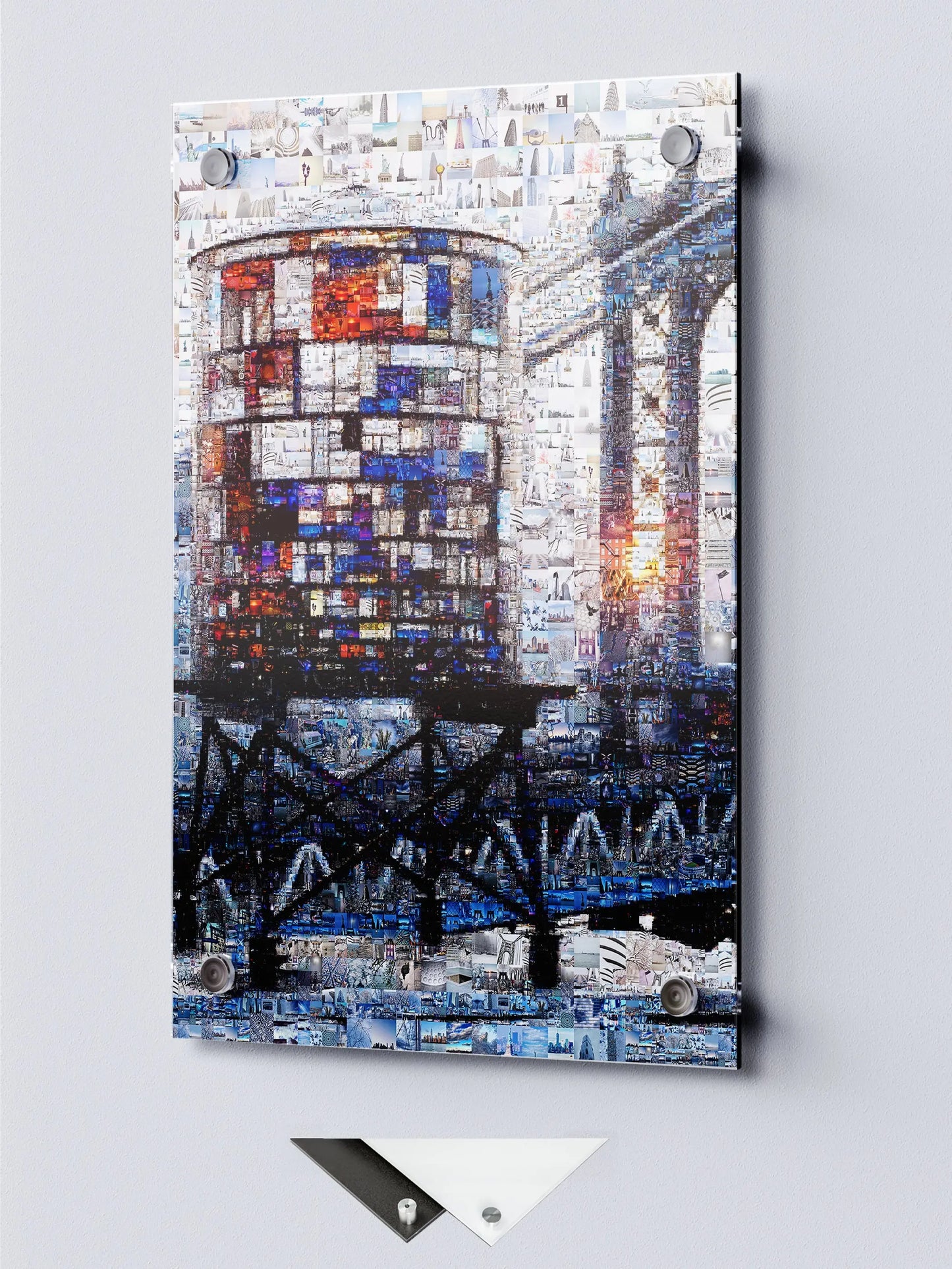 Stunning Mosaic Artwork of Iconic Water Tower - Unique Wall Art for Home Decor AtelierMosaics