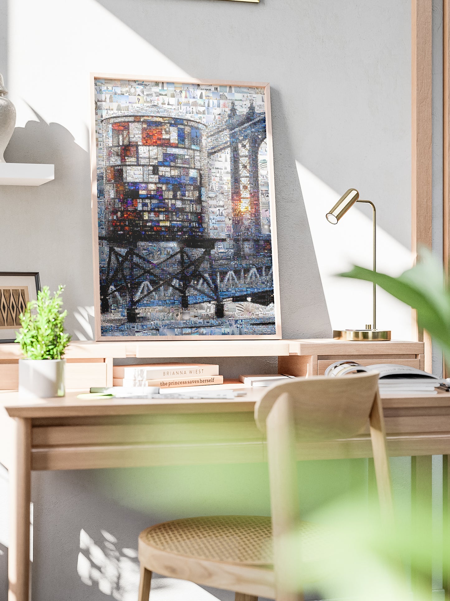 Stunning Mosaic Artwork of Iconic Water Tower - Unique Wall Art for Home Decor AtelierMosaics