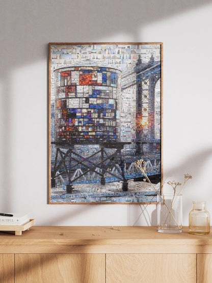 Stunning Mosaic Artwork of Iconic Water Tower - Unique Wall Art for Home Decor AtelierMosaics