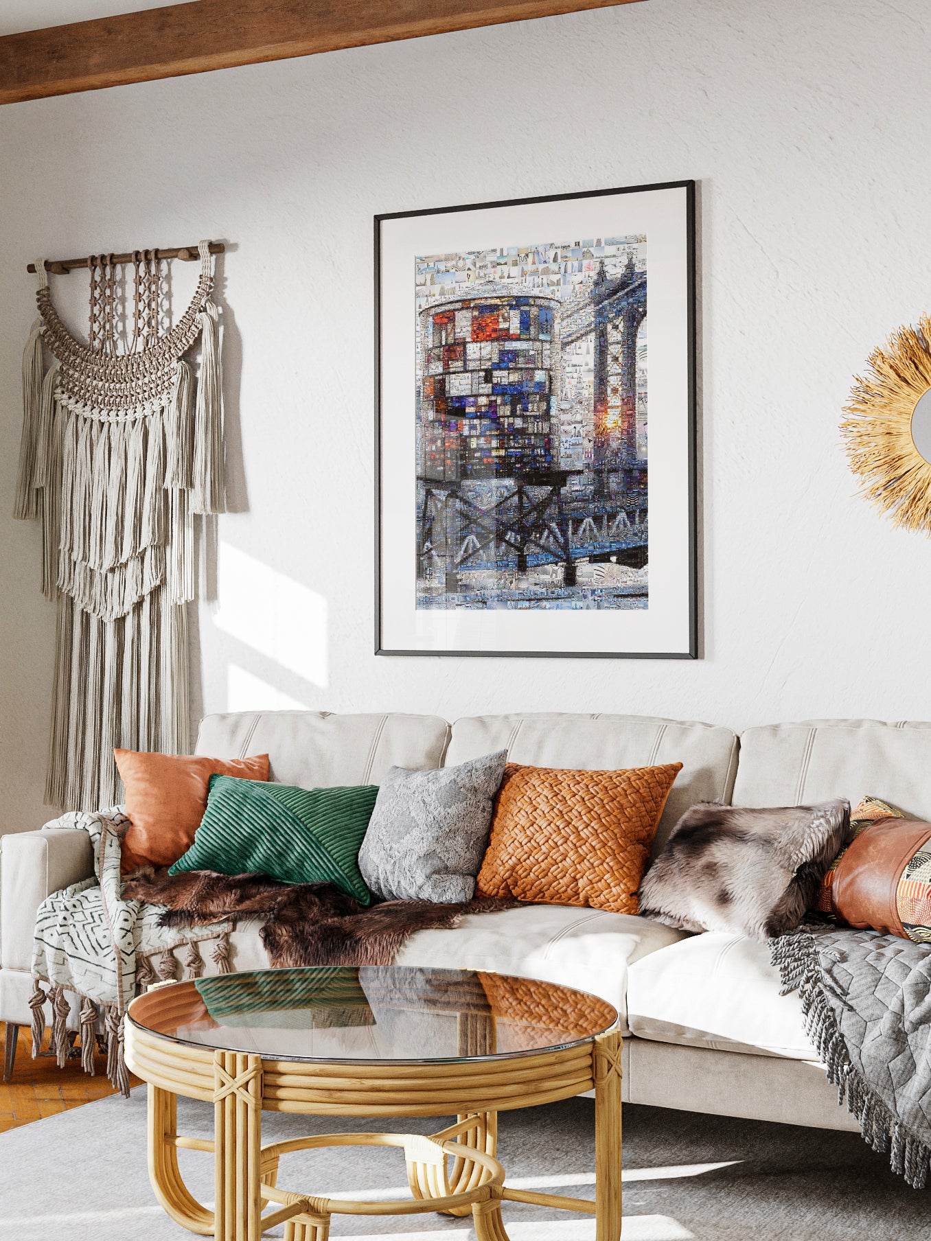 Stunning Mosaic Artwork of Iconic Water Tower - Unique Wall Art for Home Decor AtelierMosaics