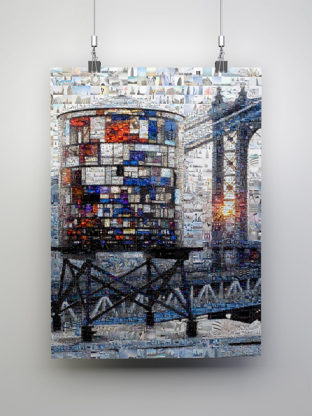 Stunning Mosaic Artwork of Iconic Water Tower - Unique Wall Art for Home Decor AtelierMosaics
