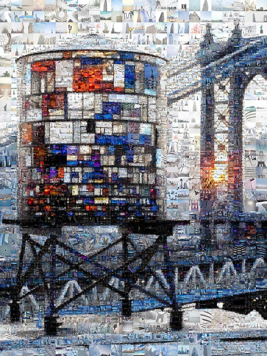 Stunning Mosaic Artwork of Iconic Water Tower - Unique Wall Art for Home Decor AtelierMosaics