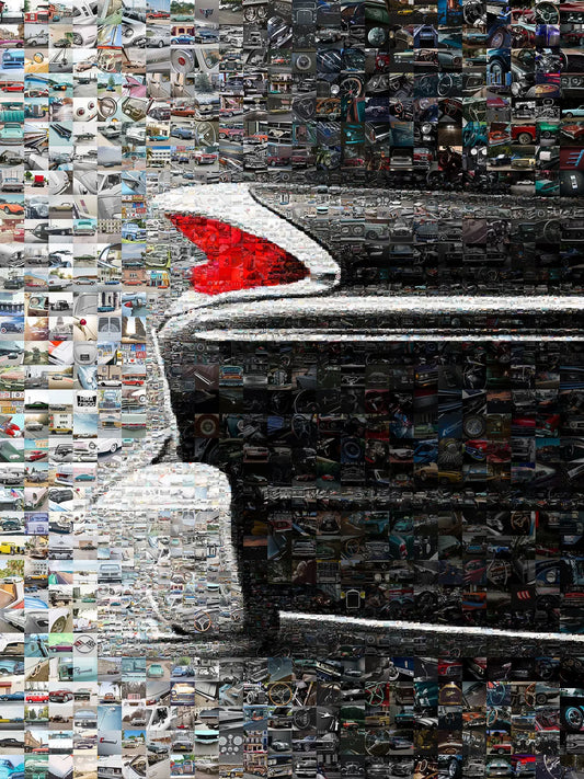 Stunning Automotive Mosaic Art - Vintage Car Collage for Car Enthusiasts and Home Decor AtelierMosaics
