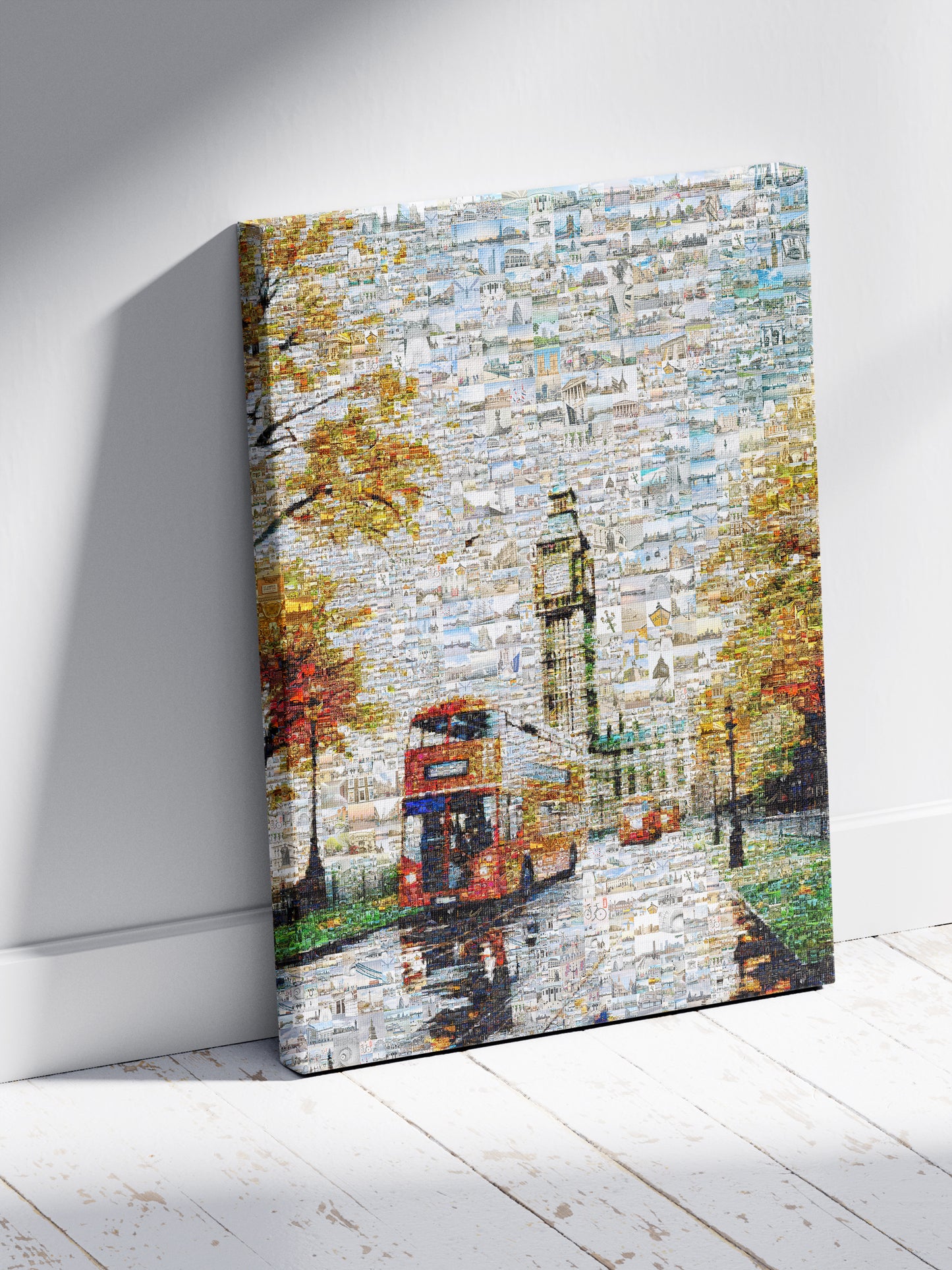 Stunning London Mosaic Artwork Featuring Big Ben and Red Double-Decker Bus - Perfect for Home Decor AtelierMosaics