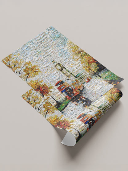 Stunning London Mosaic Artwork Featuring Big Ben and Red Double-Decker Bus - Perfect for Home Decor AtelierMosaics