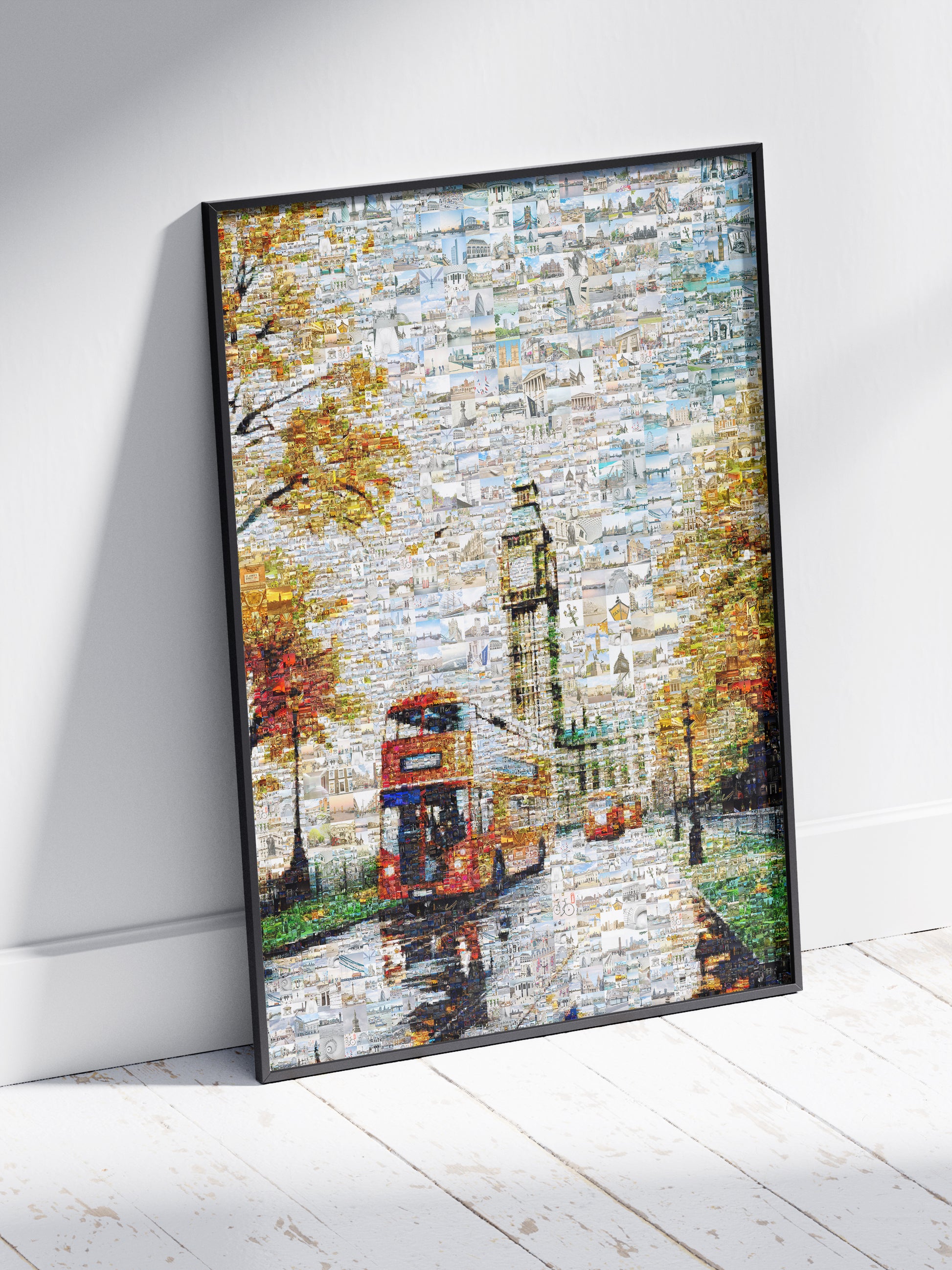 Stunning London Mosaic Artwork Featuring Big Ben and Red Double-Decker Bus - Perfect for Home Decor AtelierMosaics