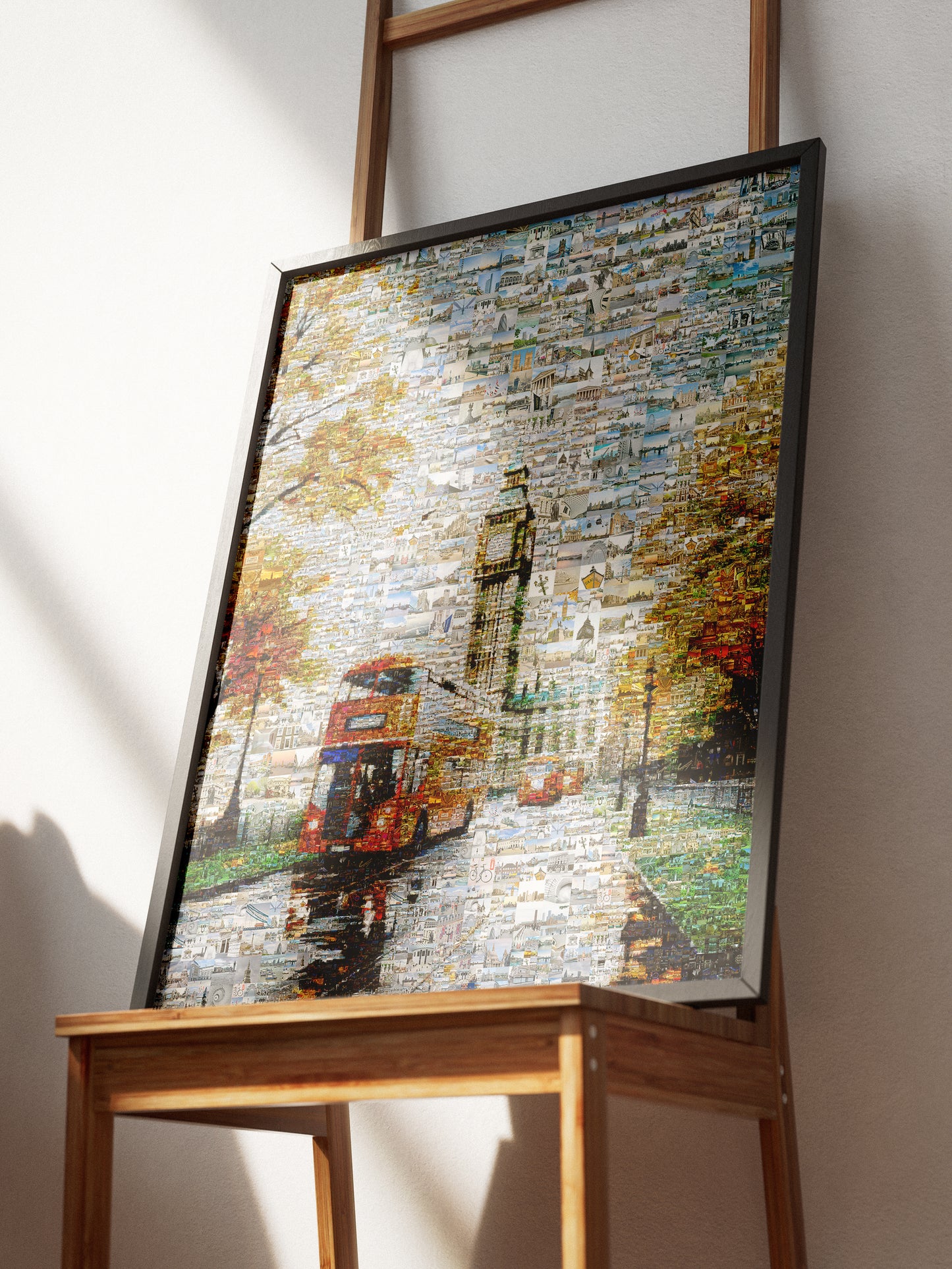 Stunning London Mosaic Artwork Featuring Big Ben and Red Double-Decker Bus - Perfect for Home Decor AtelierMosaics