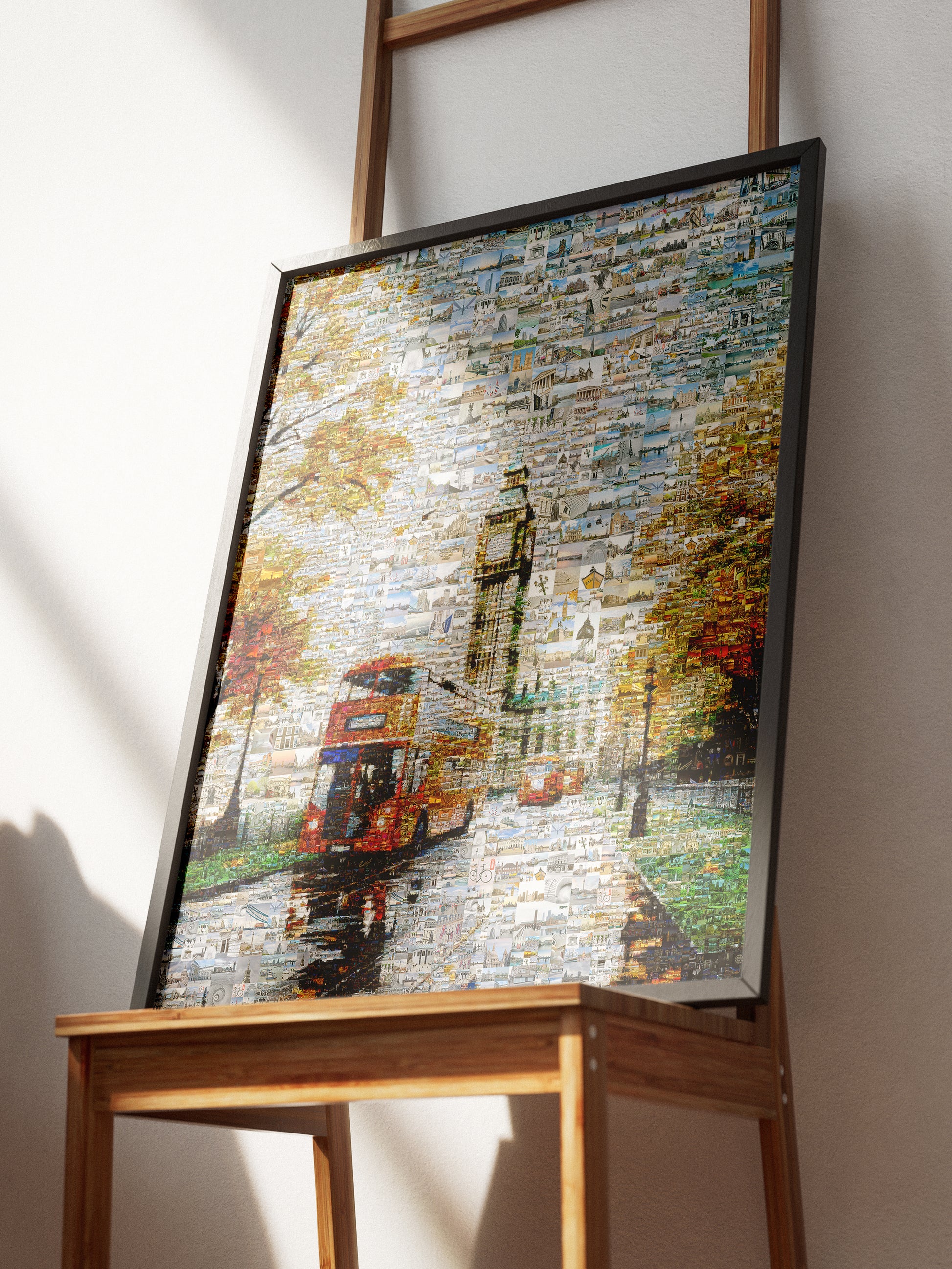 Stunning London Mosaic Artwork Featuring Big Ben and Red Double-Decker Bus - Perfect for Home Decor AtelierMosaics