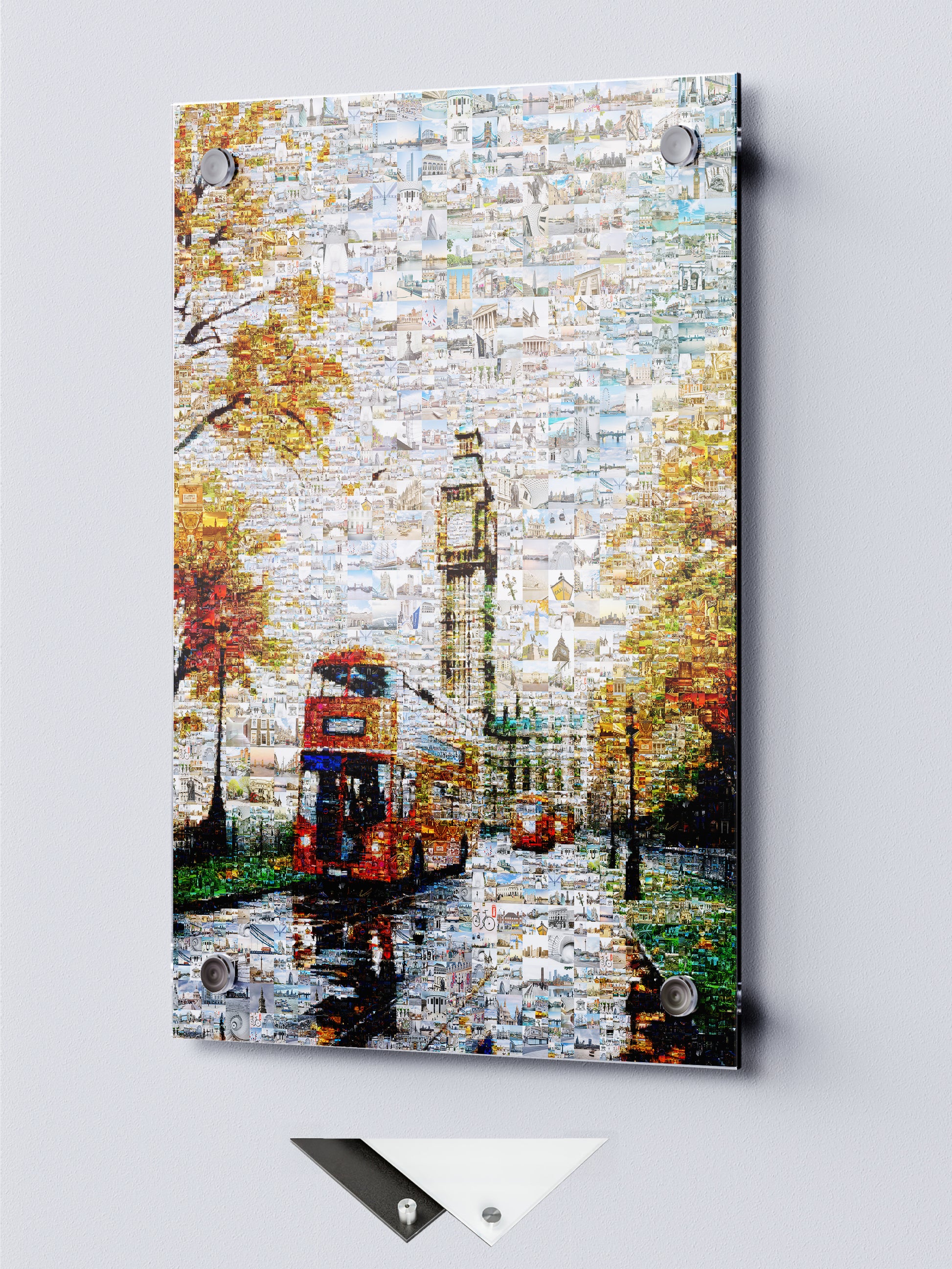 Stunning London Mosaic Artwork Featuring Big Ben and Red Double-Decker Bus - Perfect for Home Decor AtelierMosaics