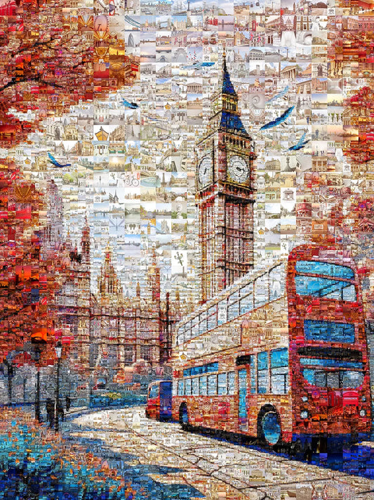 London Mosaic Artwork: Iconic Big Ben & Red Bus - Unique Home Decor for London Lovers AtelierMosaics