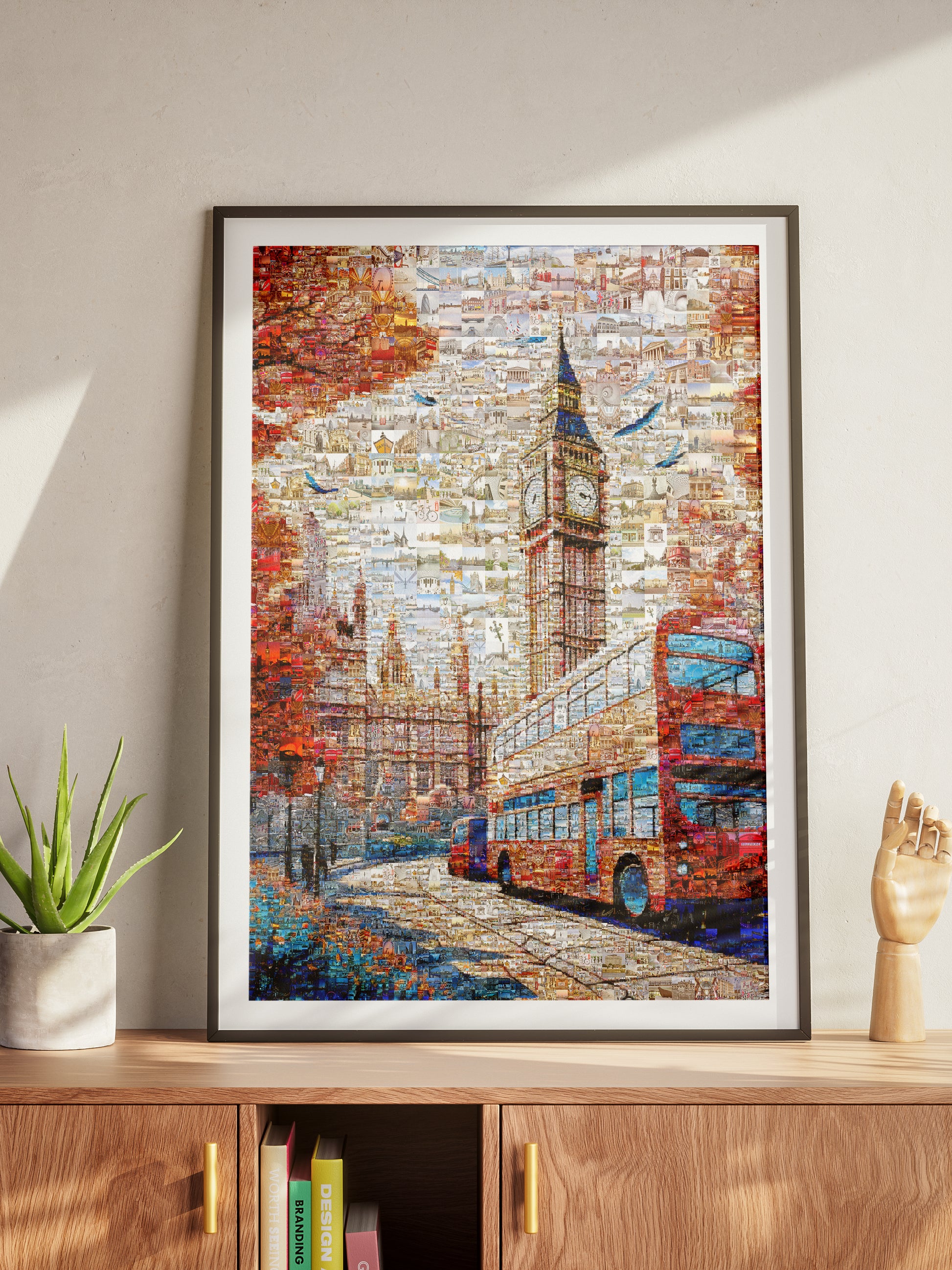 London Mosaic Artwork: Iconic Big Ben & Red Bus - Unique Home Decor for London Lovers AtelierMosaics