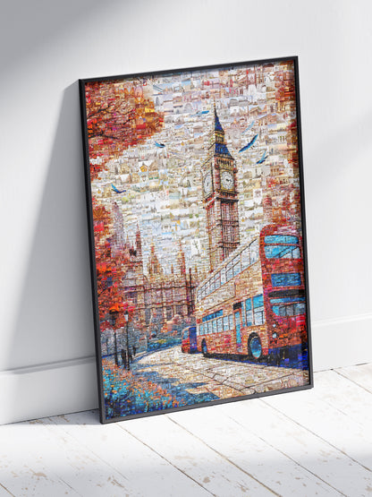 London Mosaic Artwork: Iconic Big Ben & Red Bus - Unique Home Decor for London Lovers AtelierMosaics