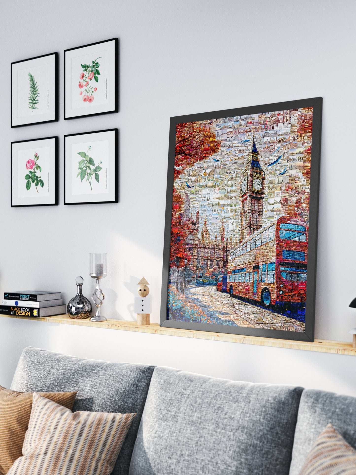 London Mosaic Artwork: Iconic Big Ben & Red Bus - Unique Home Decor for London Lovers AtelierMosaics