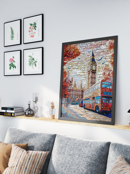 London Mosaic Artwork: Iconic Big Ben & Red Bus - Unique Home Decor for London Lovers AtelierMosaics