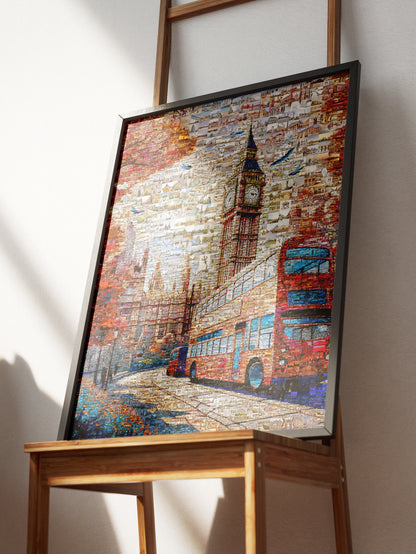 London Mosaic Artwork: Iconic Big Ben & Red Bus - Unique Home Decor for London Lovers AtelierMosaics