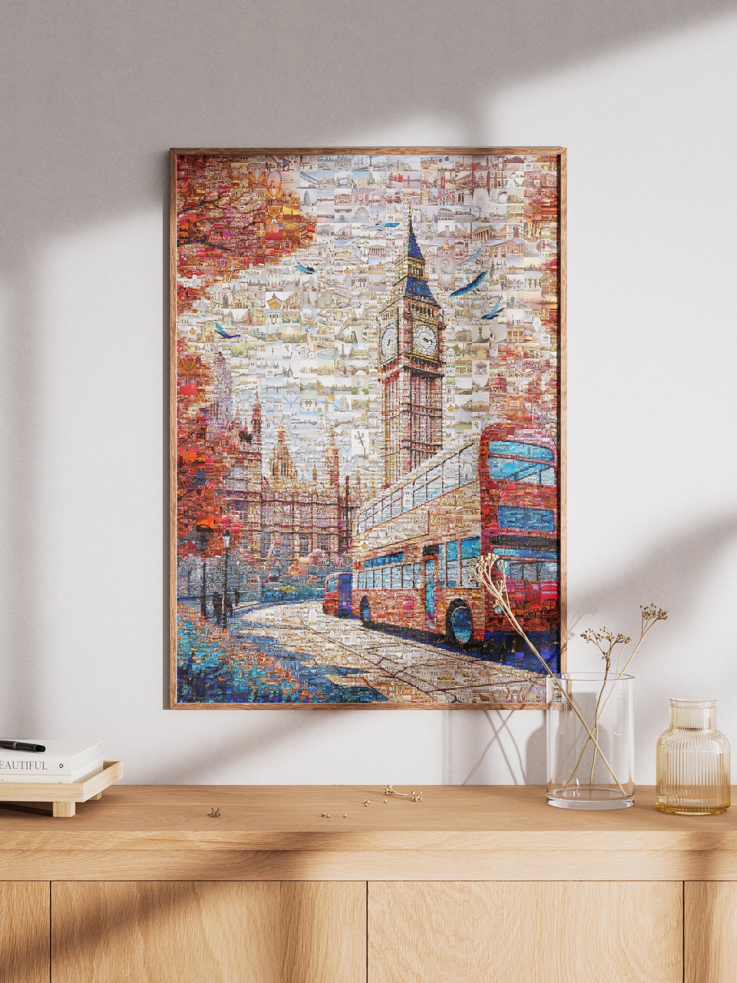 London Mosaic Artwork: Iconic Big Ben & Red Bus - Unique Home Decor for London Lovers AtelierMosaics