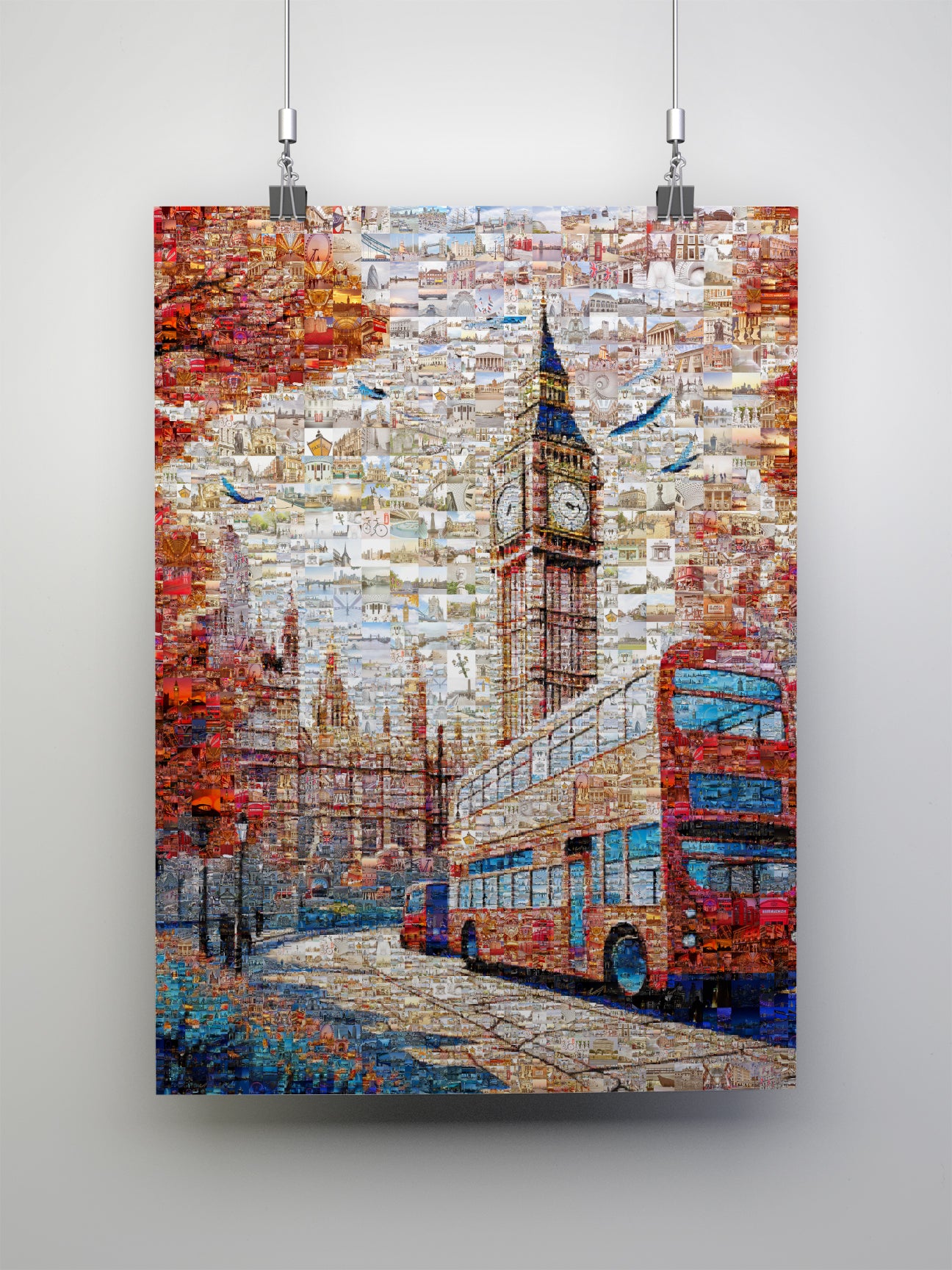 London Mosaic Artwork: Iconic Big Ben & Red Bus - Unique Home Decor for London Lovers AtelierMosaics