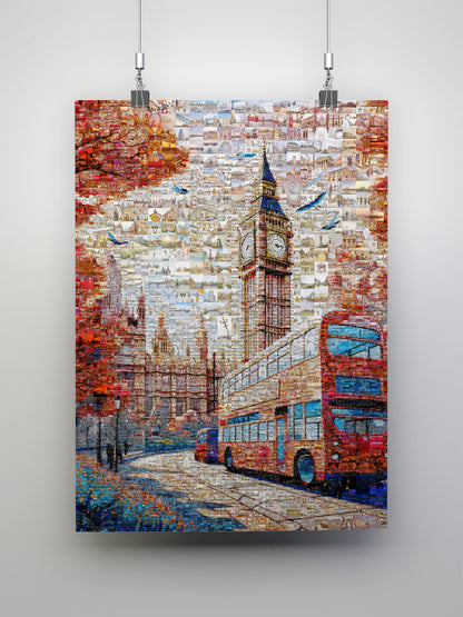 London Mosaic Artwork: Iconic Big Ben & Red Bus - Unique Home Decor for London Lovers AtelierMosaics