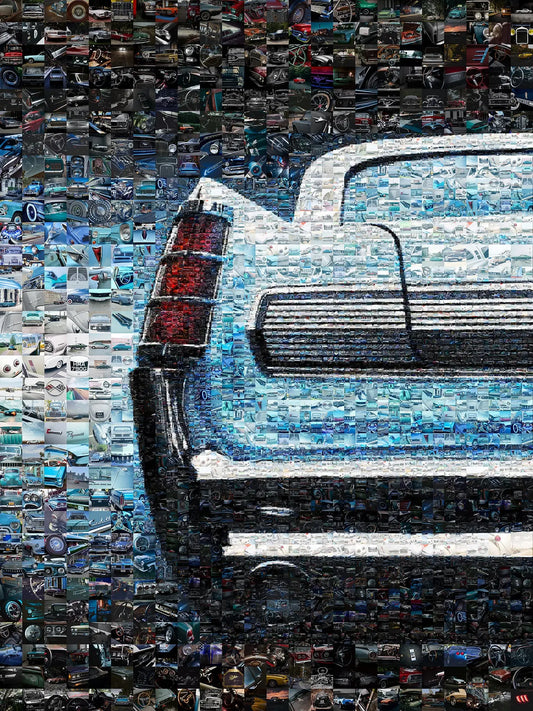 Stunning Automotive Mosaic Art - Vintage Car Rear View Wall Decor for Car Enthusiasts AtelierMosaics