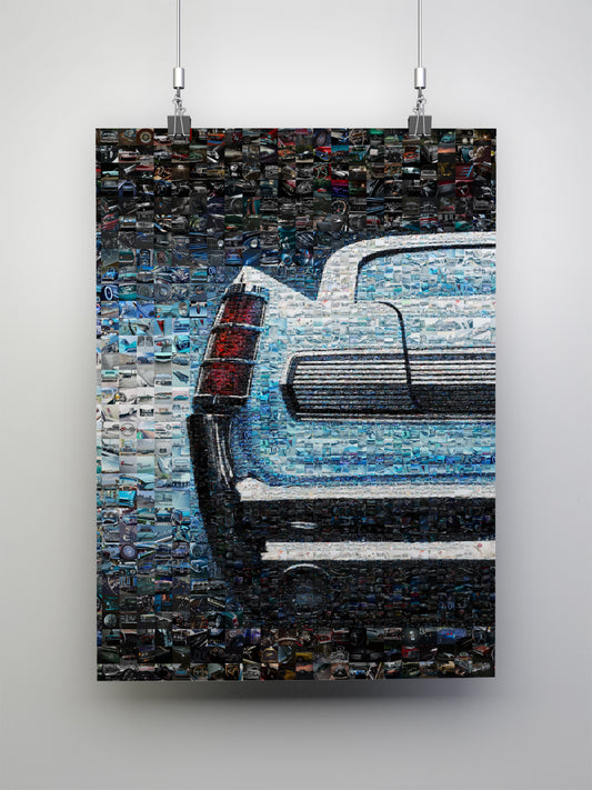 Stunning Automotive Mosaic Art - Vintage Car Rear View Wall Decor for Car Enthusiasts AtelierMosaics