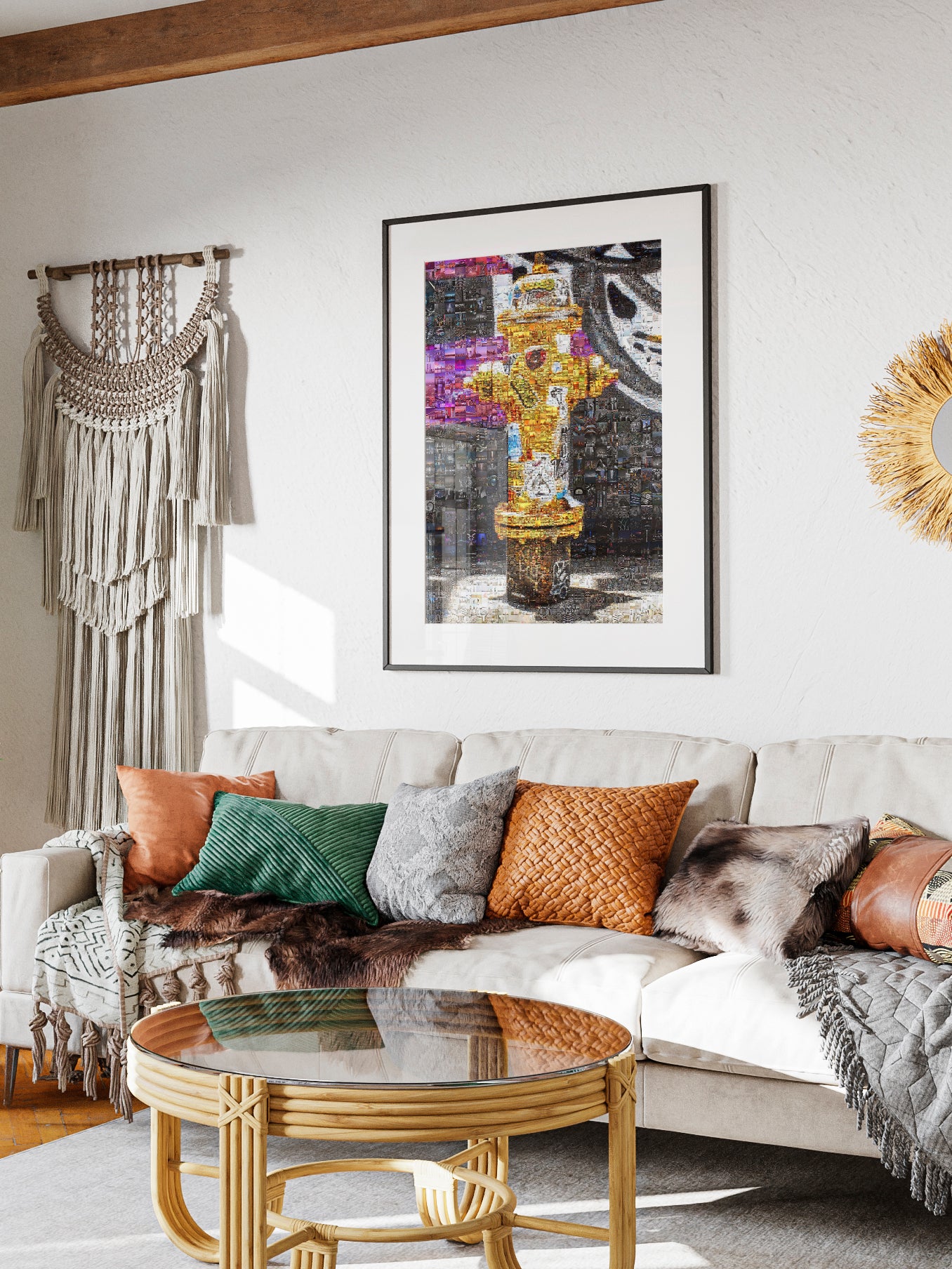 Stunning Mosaic Art of a Fire Hydrant – Unique Urban Decor for Home or Office AtelierMosaics