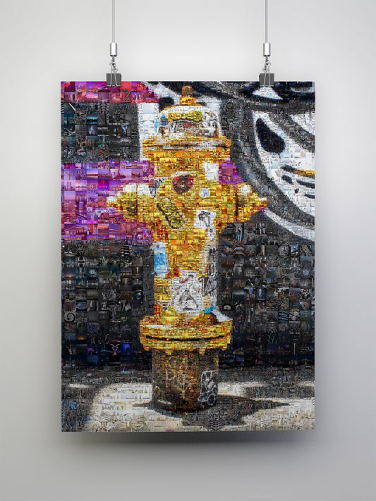 Stunning Mosaic Art of a Fire Hydrant – Unique Urban Decor for Home or Office