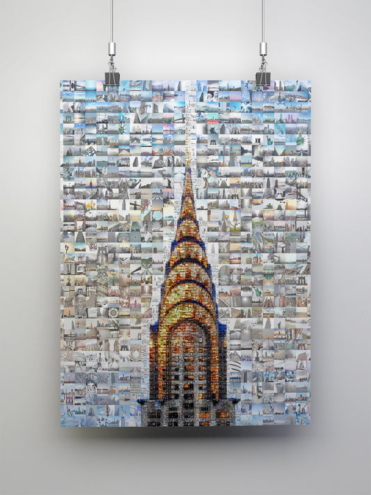 Stunning Chrysler Building Mosaic Art - Unique Urban Wall Decor for Modern Spaces