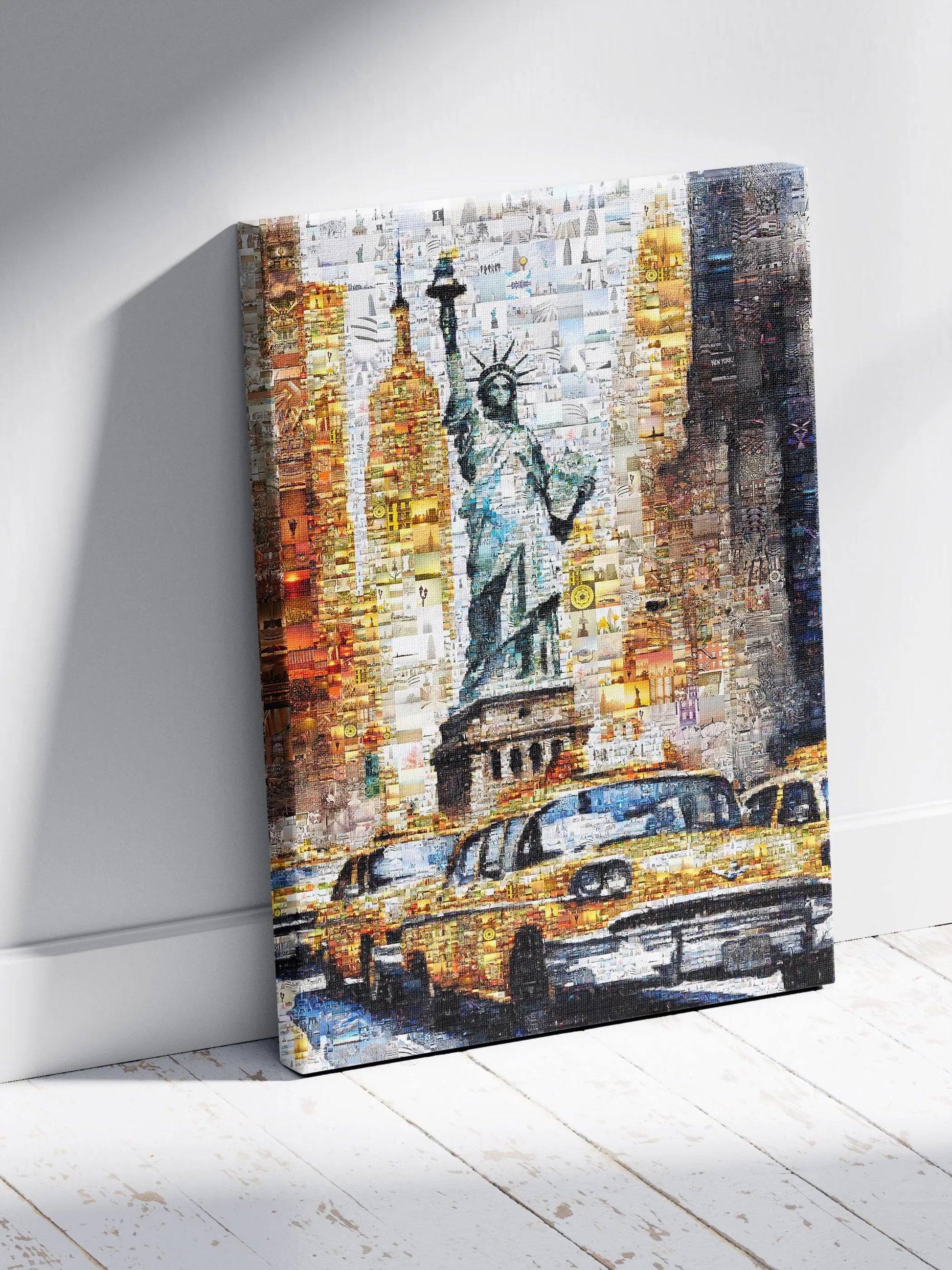 Stunning NYC Mosaic Art - Statue of Liberty & Iconic Yellow Taxis | Perfect Wall Decor for Your Home or Office AtelierMosaics