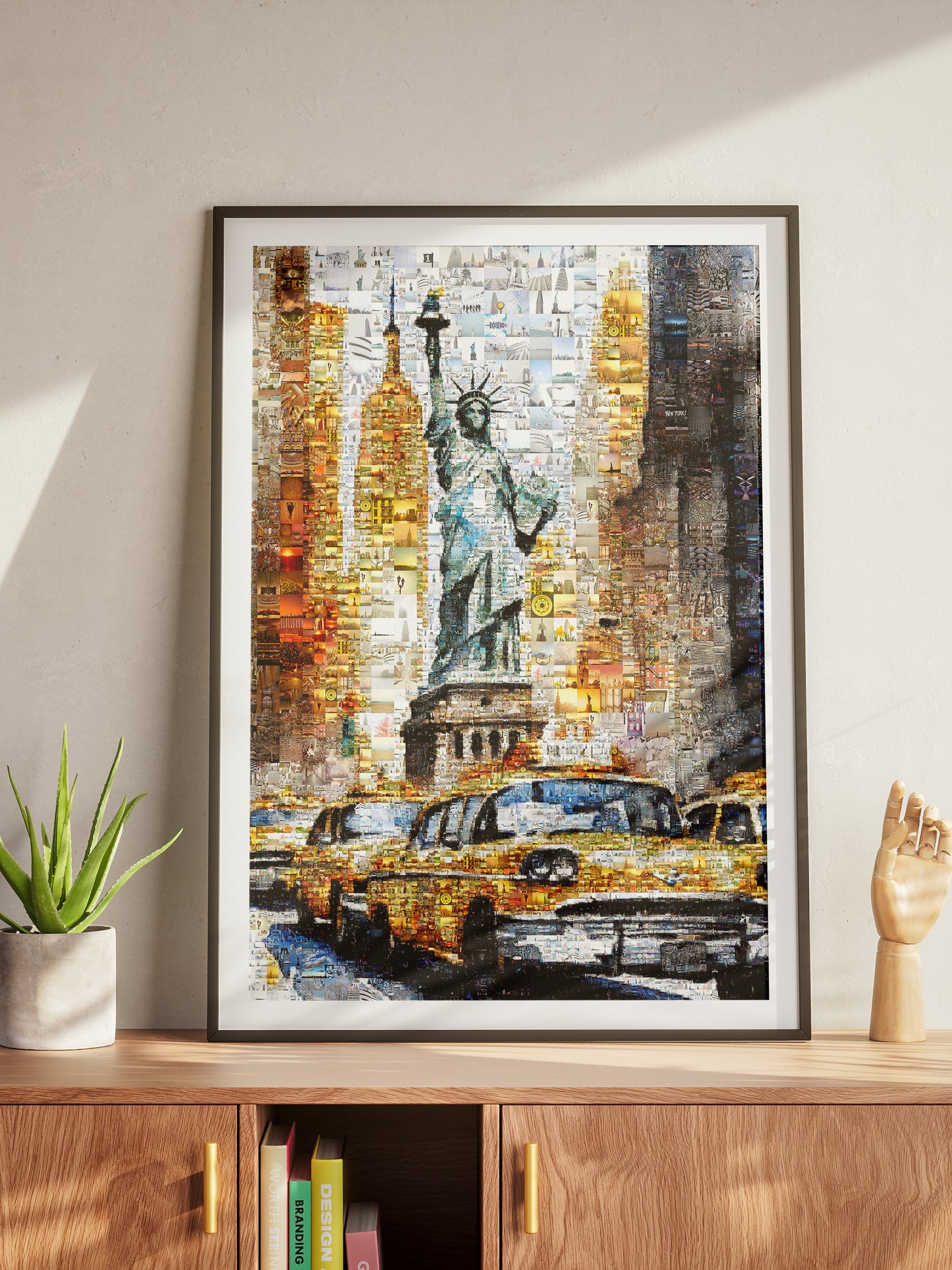 Stunning NYC Mosaic Art - Statue of Liberty & Iconic Yellow Taxis | Perfect Wall Decor for Your Home or Office AtelierMosaics