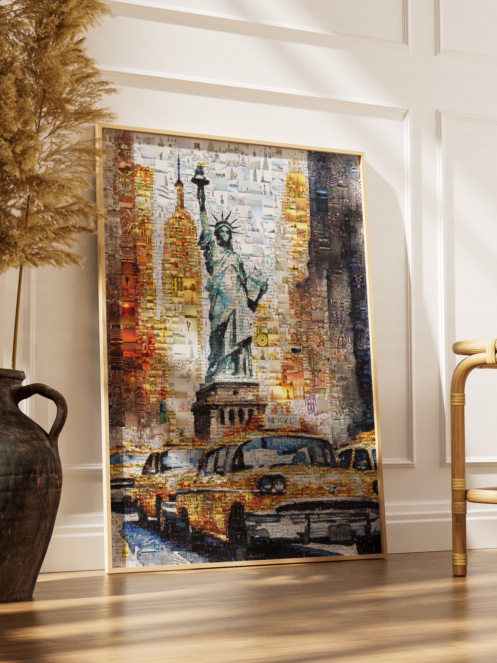 Stunning NYC Mosaic Art - Statue of Liberty & Iconic Yellow Taxis | Perfect Wall Decor for Your Home or Office AtelierMosaics