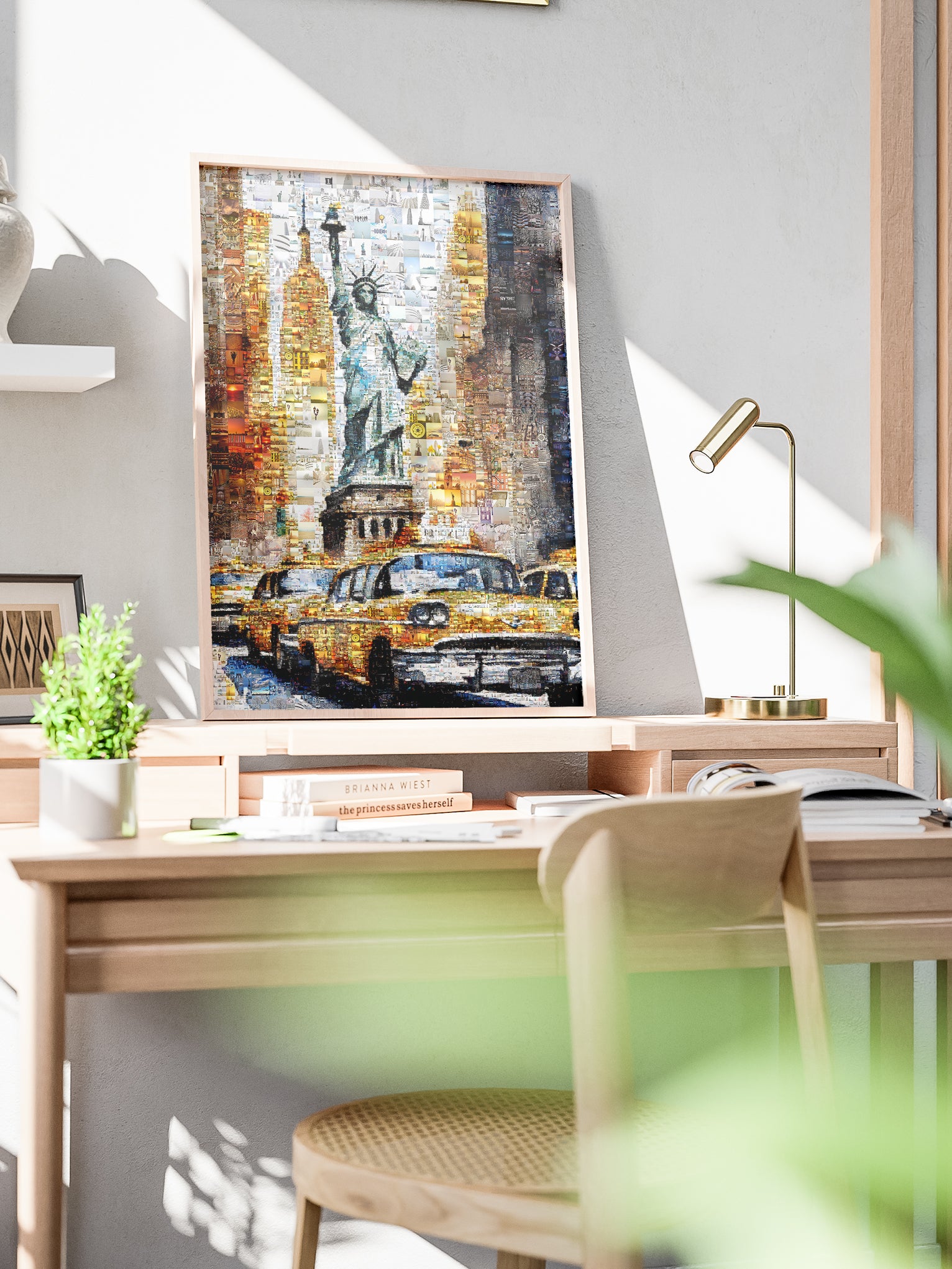 Stunning NYC Mosaic Art - Statue of Liberty & Iconic Yellow Taxis | Perfect Wall Decor for Your Home or Office AtelierMosaics