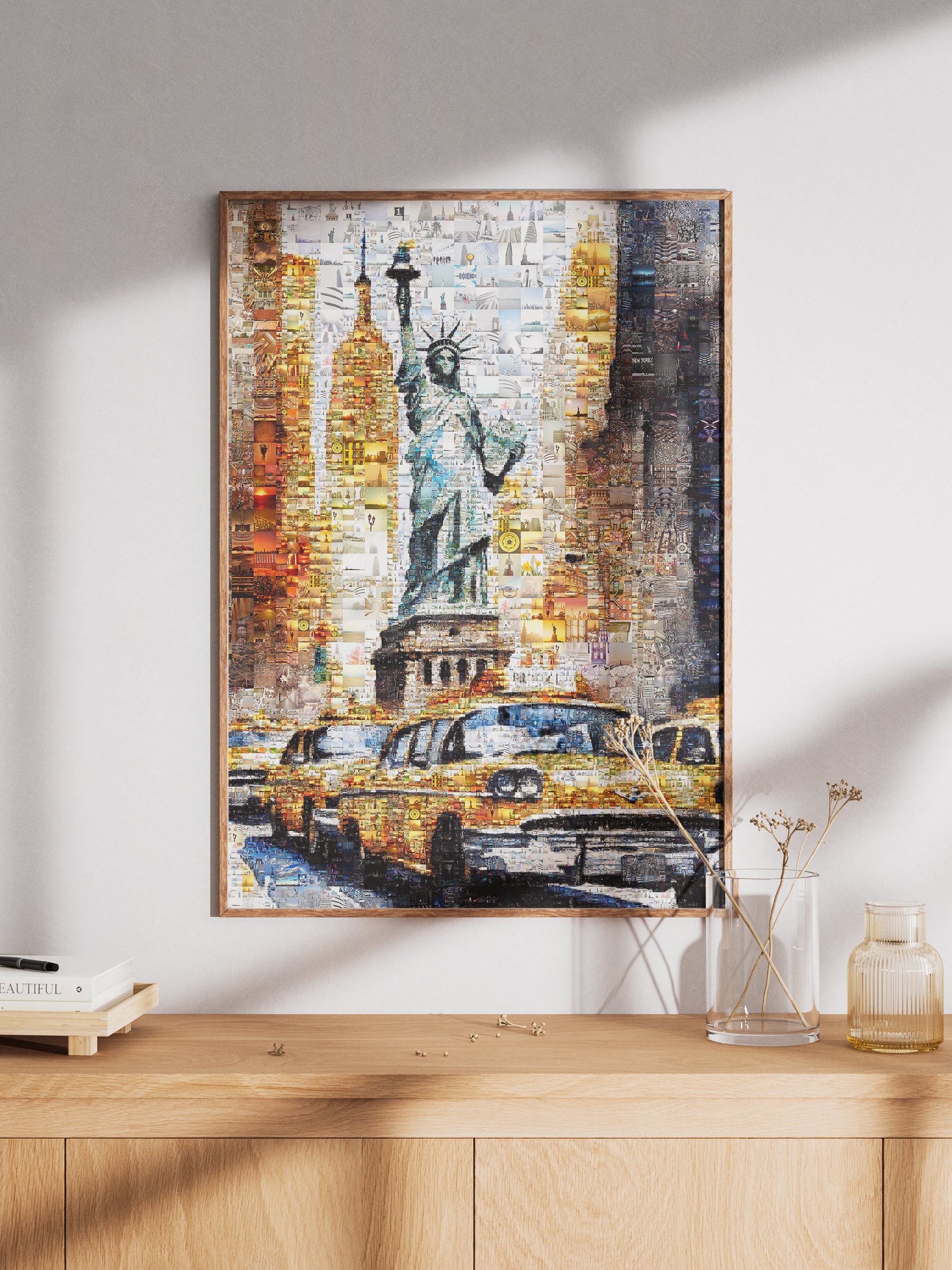 Stunning NYC Mosaic Art - Statue of Liberty & Iconic Yellow Taxis | Perfect Wall Decor for Your Home or Office AtelierMosaics
