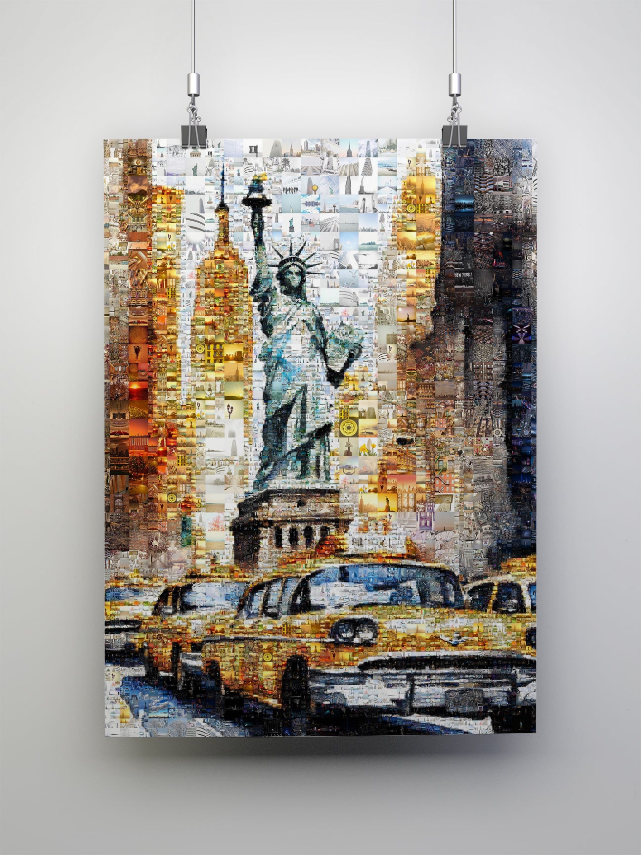 Stunning NYC Mosaic Art - Statue of Liberty & Iconic Yellow Taxis | Perfect Wall Decor for Your Home or Office AtelierMosaics