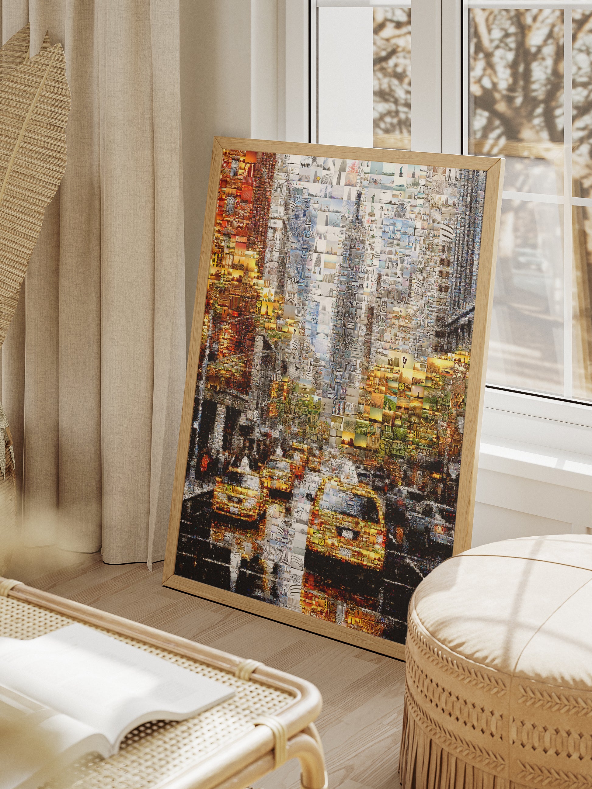 Stunning Urban Mosaic Artwork - Captivating Cityscape with Yellow Taxis and Iconic Landmarks AtelierMosaics