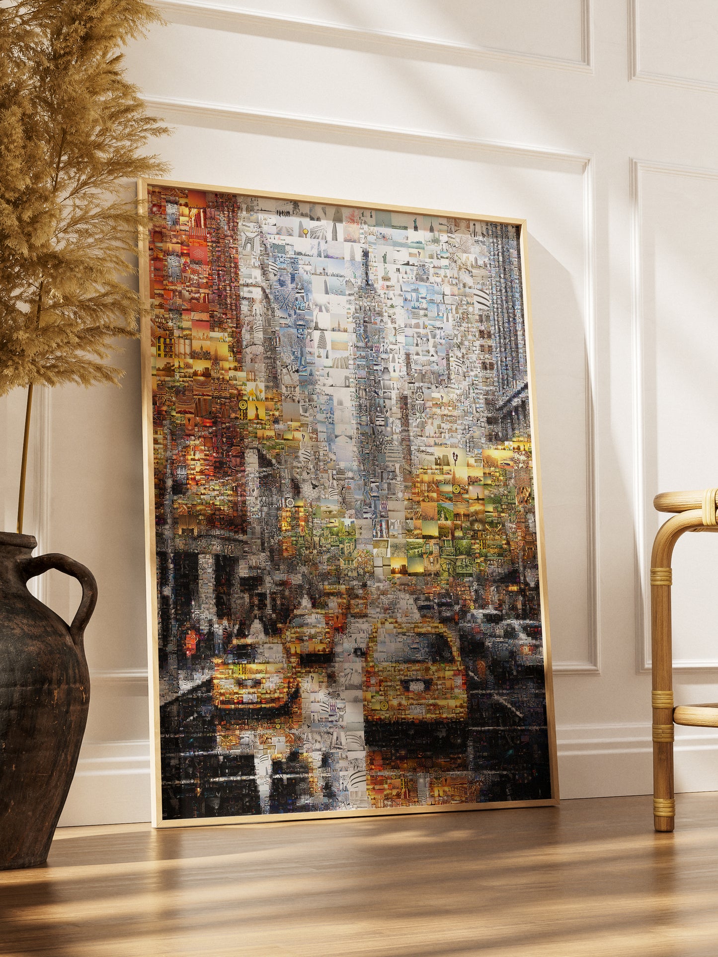 Stunning Urban Mosaic Artwork - Captivating Cityscape with Yellow Taxis and Iconic Landmarks AtelierMosaics