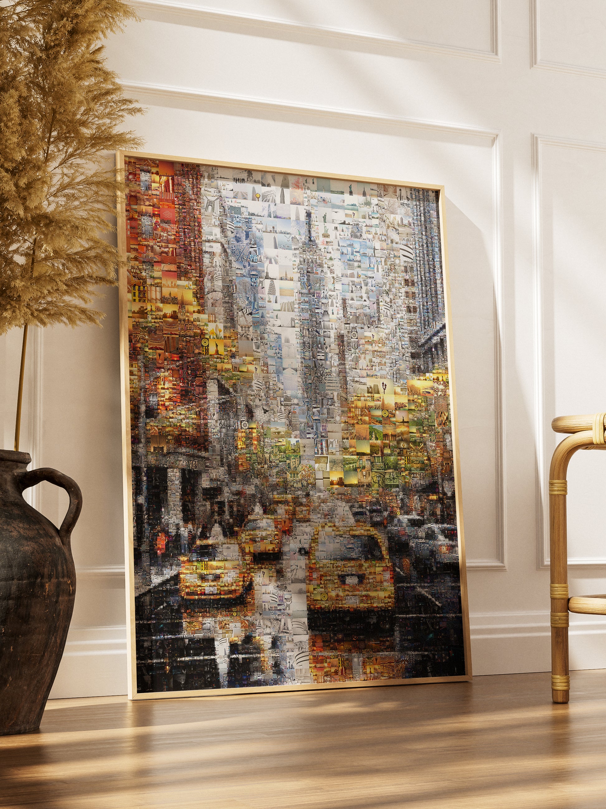 Stunning Urban Mosaic Artwork - Captivating Cityscape with Yellow Taxis and Iconic Landmarks AtelierMosaics