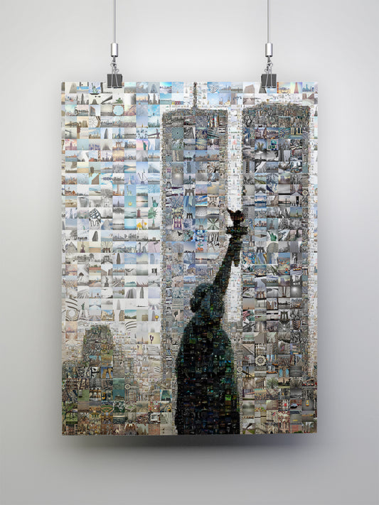 Stunning Mosaic Artwork of the Statue of Liberty & Iconic NYC Landmarks - Unique Wall Art for Home Decor