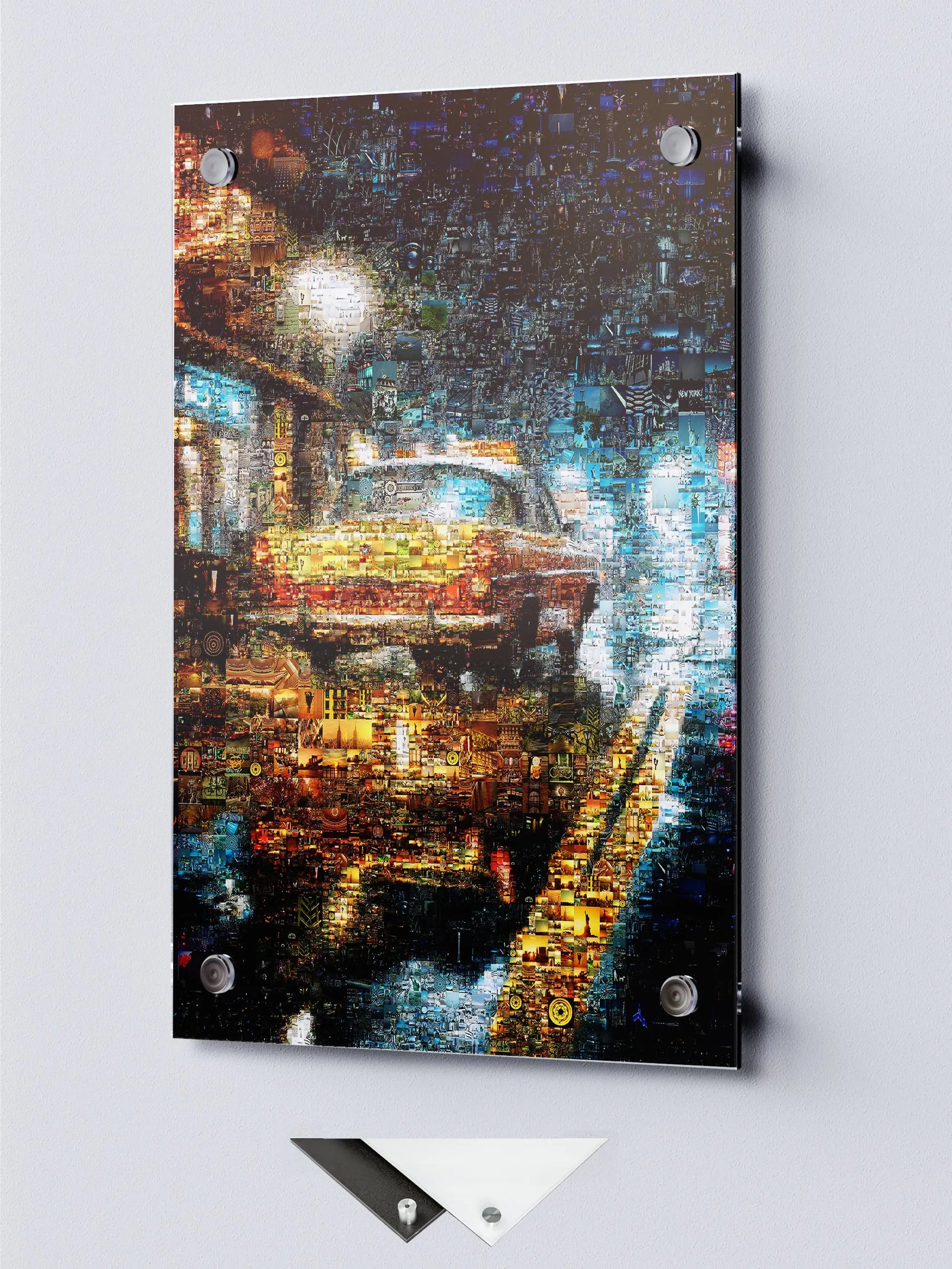 Stunning Mosaic Art of a Yellow Taxi Cab in Rainy Night - Unique Wall Decor for Home & Office AtelierMosaics