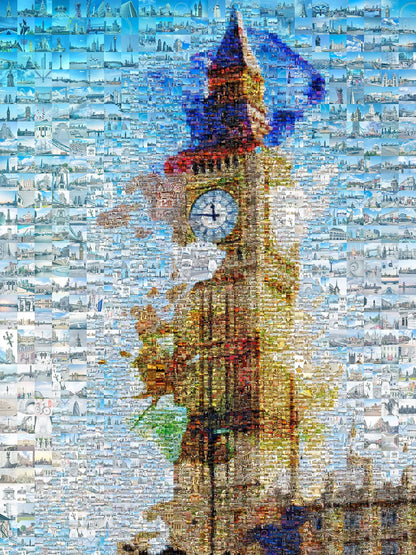 Stunning London Mosaic Artwork Featuring Iconic Big Ben - Perfect Wall Decor for Home and Office AtelierMosaics