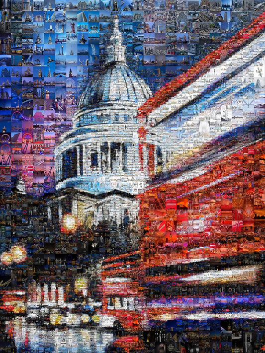 Stunning London Mosaic Artwork - Iconic Cityscape Featuring St. Paul's Cathedral and Vibrant City Life AtelierMosaics