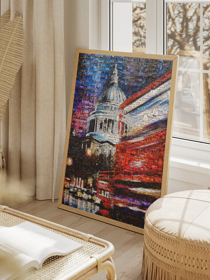 Stunning London Mosaic Artwork - Iconic Cityscape Featuring St. Paul's Cathedral and Vibrant City Life AtelierMosaics