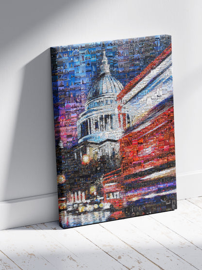 Stunning London Mosaic Artwork - Iconic Cityscape Featuring St. Paul's Cathedral and Vibrant City Life AtelierMosaics