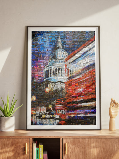 Stunning London Mosaic Artwork - Iconic Cityscape Featuring St. Paul's Cathedral and Vibrant City Life AtelierMosaics