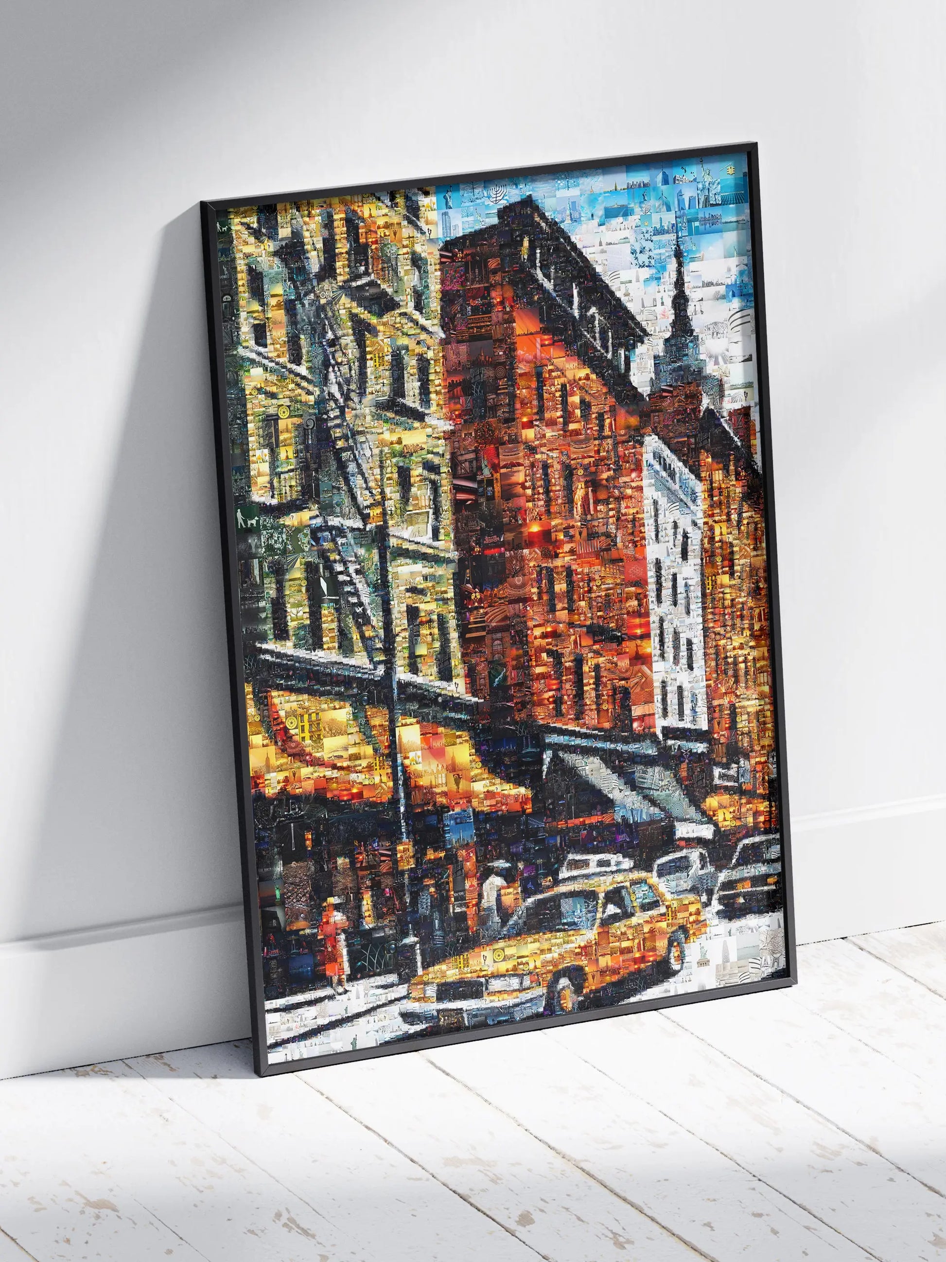 Vibrant Cityscape Mosaic Artwork - Unique Urban Art Piece for Home Décor AtelierMosaics