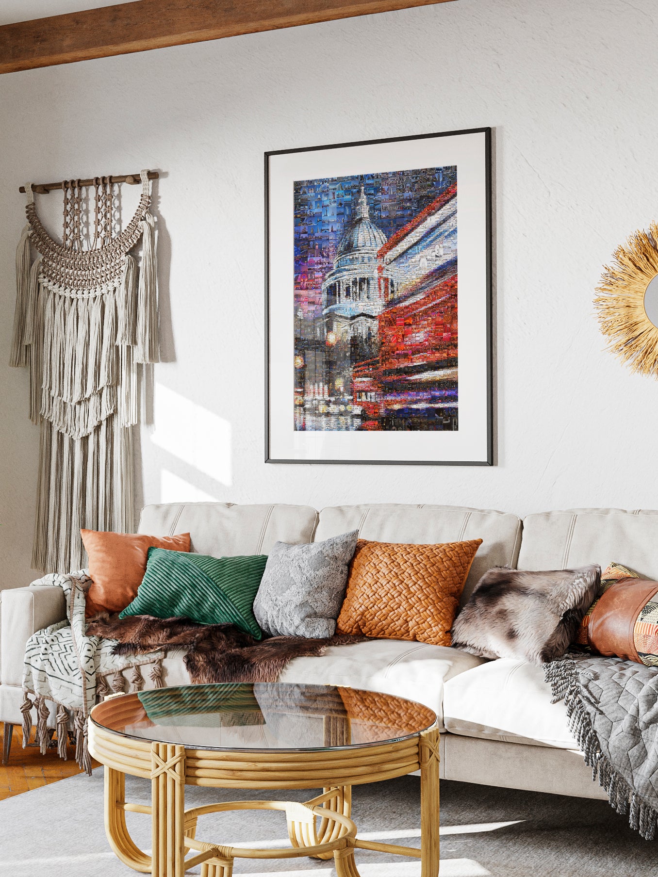 Stunning London Mosaic Artwork - Iconic Cityscape Featuring St. Paul's Cathedral and Vibrant City Life AtelierMosaics