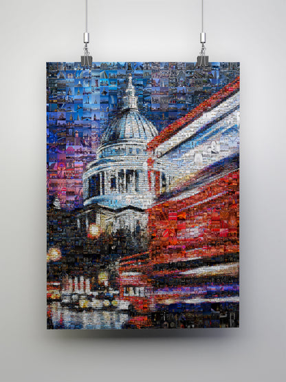 Stunning London Mosaic Artwork - Iconic Cityscape Featuring St. Paul's Cathedral and Vibrant City Life AtelierMosaics