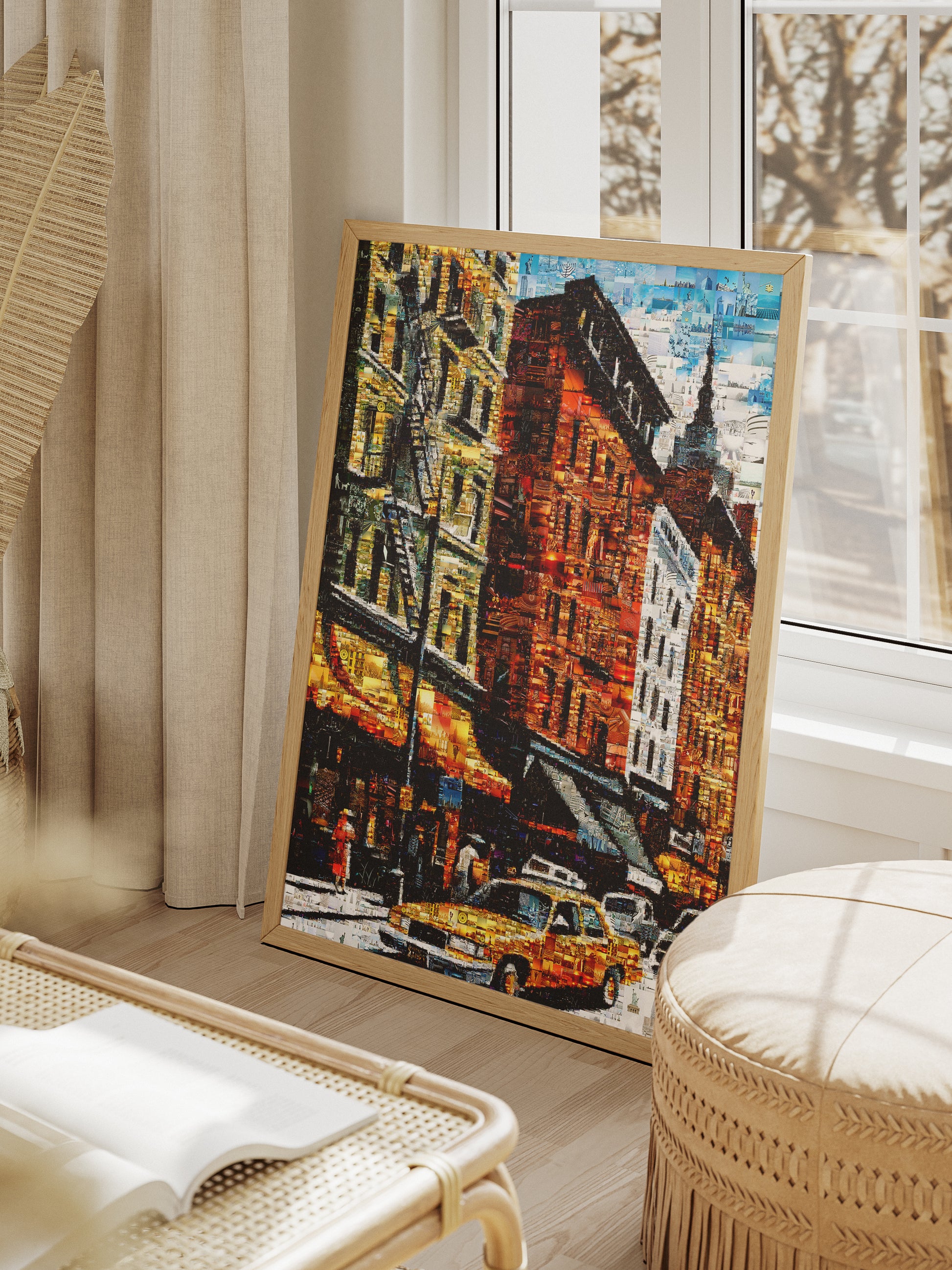 Vibrant Cityscape Mosaic Artwork - Unique Urban Art Piece for Home Décor AtelierMosaics